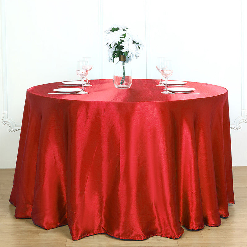 Smooth Fabric Round Satin Tablecloth Red