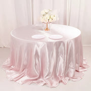 Smooth Fabric Round Satin Tablecloth Light Pink