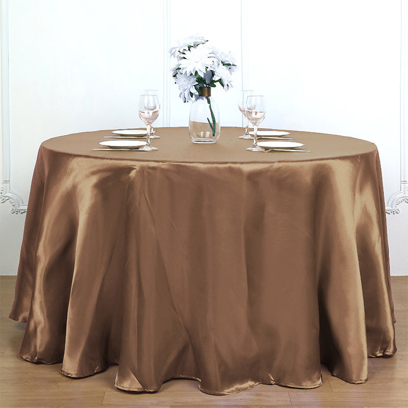 Smooth Fabric Round Satin Tablecloth Taupe