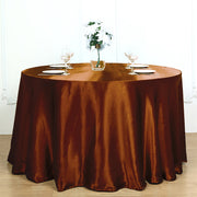 Smooth Fabric Round Satin Tablecloth Brown
