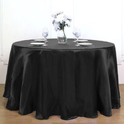 Smooth Fabric Round Satin Tablecloth Black