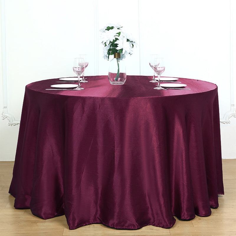 Smooth Fabric Round Satin Tablecloth Deep Purple
