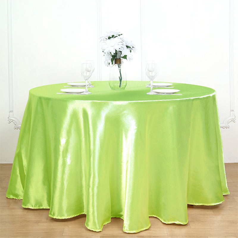 Smooth Fabric Round Satin Tablecloth Fruit Green