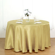 Smooth Fabric Round Satin Tablecloth Champagne
