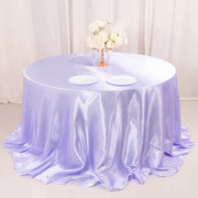 Smooth Fabric Round Satin Tablecloth Light Purple