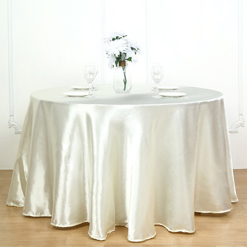 Smooth Fabric Round Satin Tablecloth Cream