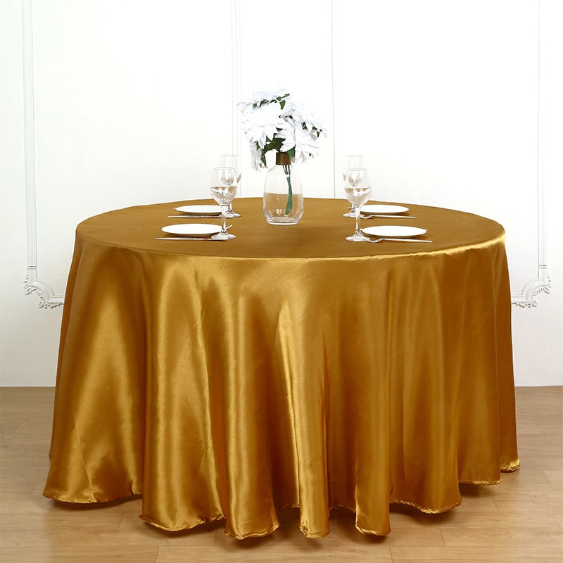 Smooth Fabric Round Satin Tablecloth Gold