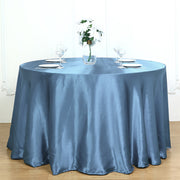 Smooth Fabric Round Satin Tablecloth Dusty Blue