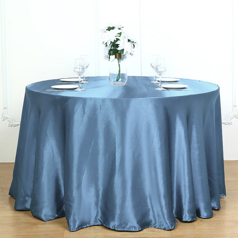 Smooth Fabric Round Satin Tablecloth Dusty Blue
