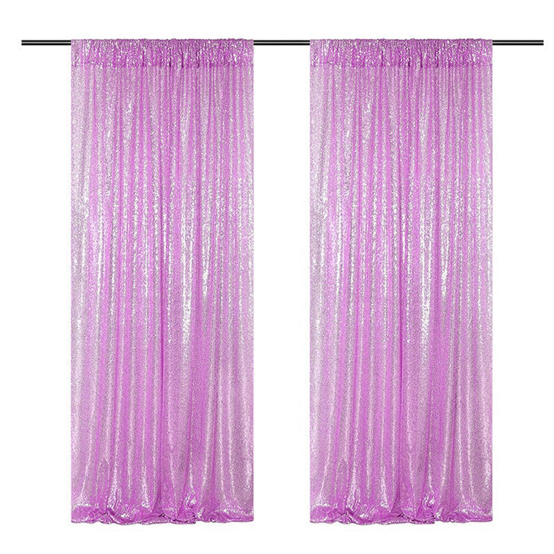 2 Pc Light Purple Sequin Backdrop Drape Curtains with Rod Pockets - 8ftx2ft