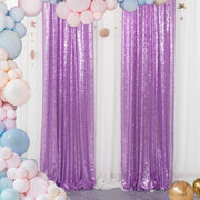2 Pc Light Purple Sequin Backdrop Drape Curtains with Rod Pockets - 8ftx2ft