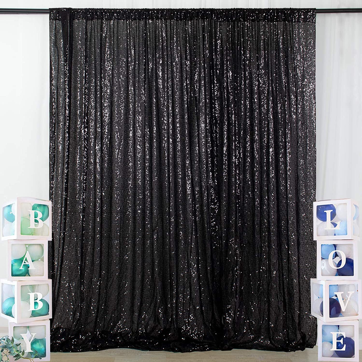 4 yards Glitz Sequins Fabric Bolt Black