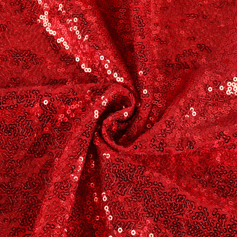 Red Sequin Backdrop Drape Curtains with Rod Pockets - 8ftx8ft