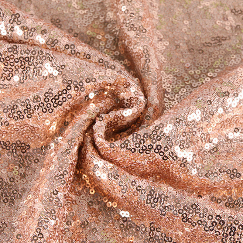 Rose Gold Sequin Backdrop Drape Curtains with Rod Pockets - 8ftx8ft