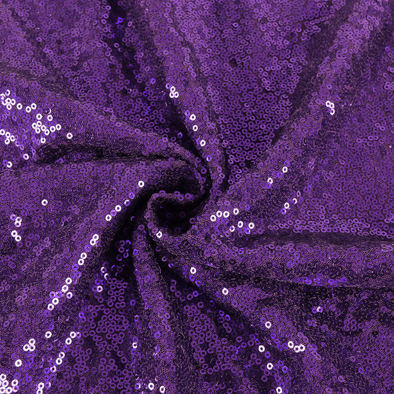 2 Pc Dark Purple Sequin Backdrop Drape Curtains with Rod Pockets - 8ftx2ft