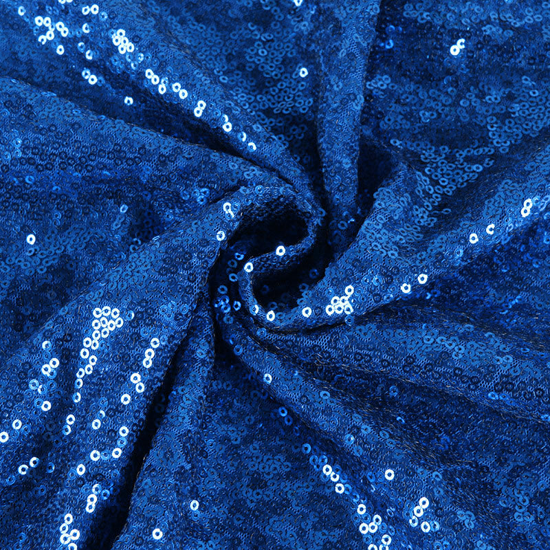 Royal Blue Sequin Backdrop Drape Curtains with Rod Pockets - 8ftx8ft