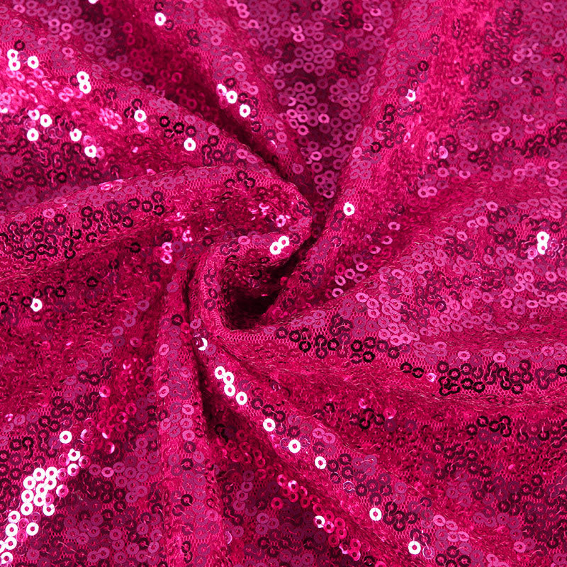 2 Pc Rose Red Sequin Backdrop Drape Curtains with Rod Pockets - 8ftx2ft
