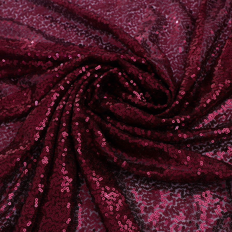 2 Pc Wine Red Sequin Backdrop Drape Curtains with Rod Pockets - 8ftx2ft