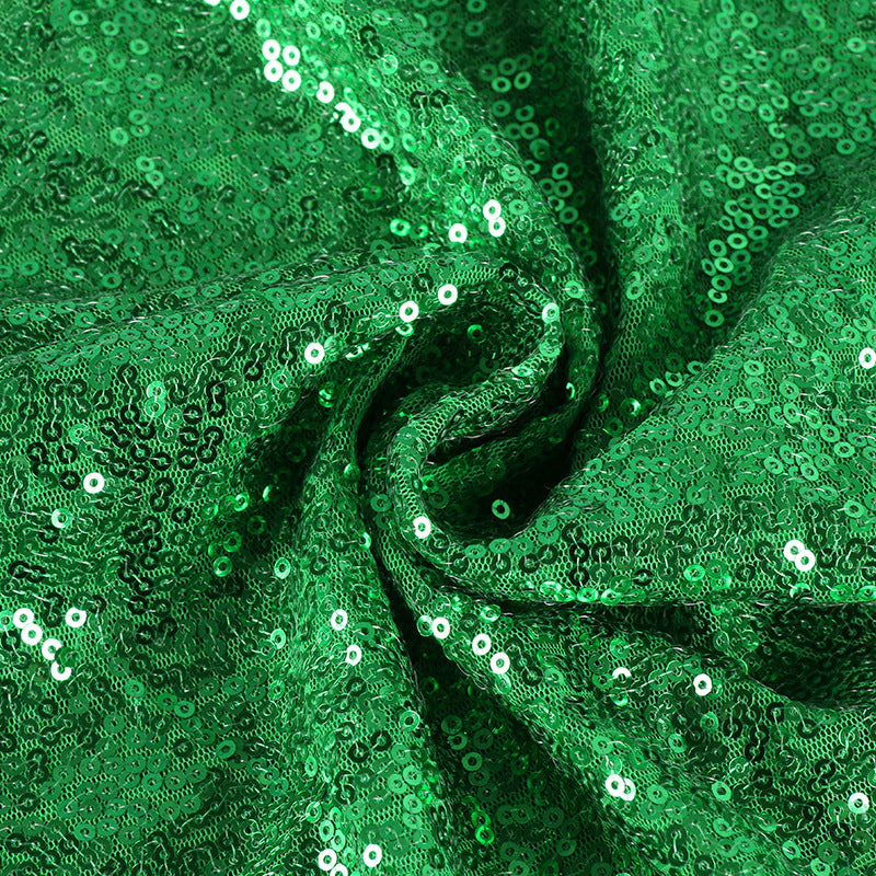 2 Pc Green Sequin Backdrop Drape Curtains with Rod Pockets - 8ftx2ft
