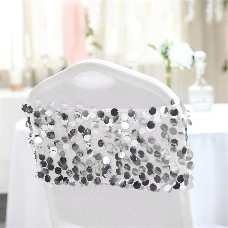 5 Pcs Payette Sequin Chair Bands Silver