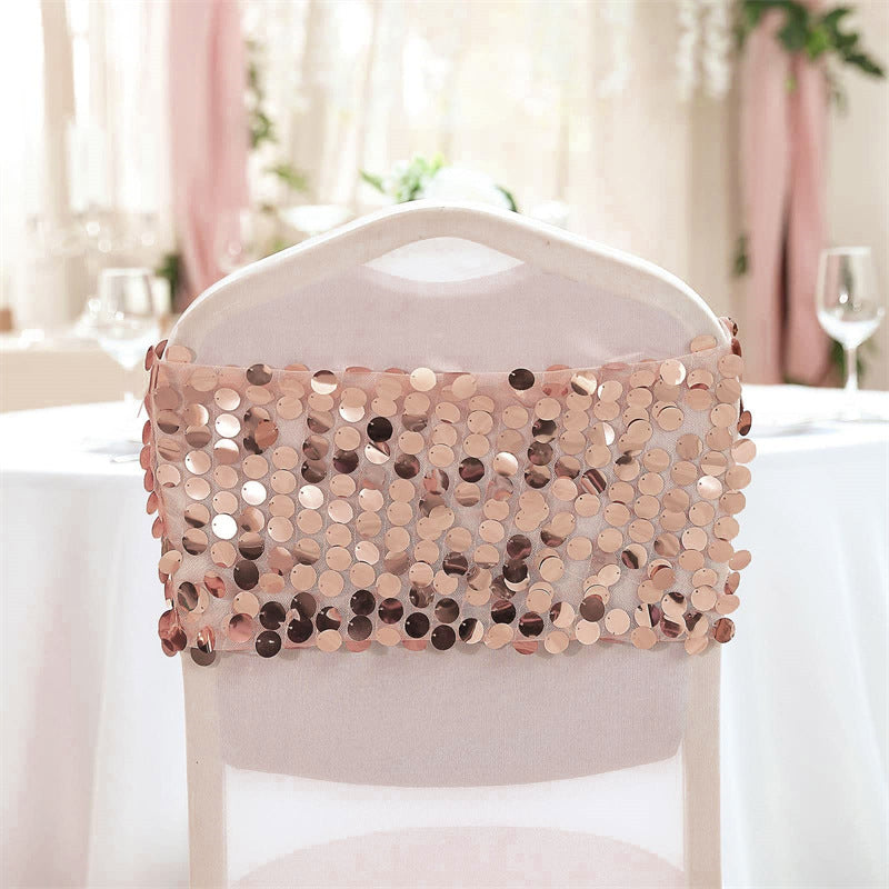 5 Pcs Payette Sequin Chair Bands Rose Gold