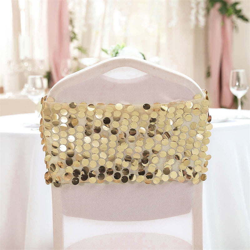 5 Pcs Payette Sequin Chair Bands Champagne Gold