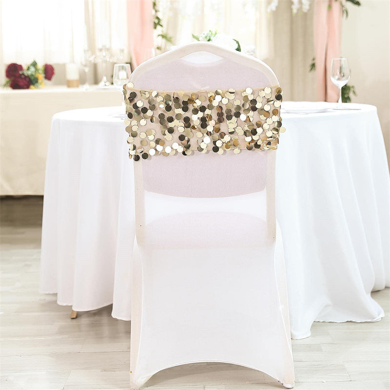 5 Pcs Payette Sequin Chair Bands Champagne Gold