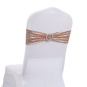 6"x14" Buckle Sequin Spandex Stretch Chair Band 5Pc Rose Gold