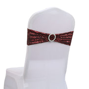 6"x14" Buckle Sequin Spandex Stretch Chair Band 5Pc Wine Red