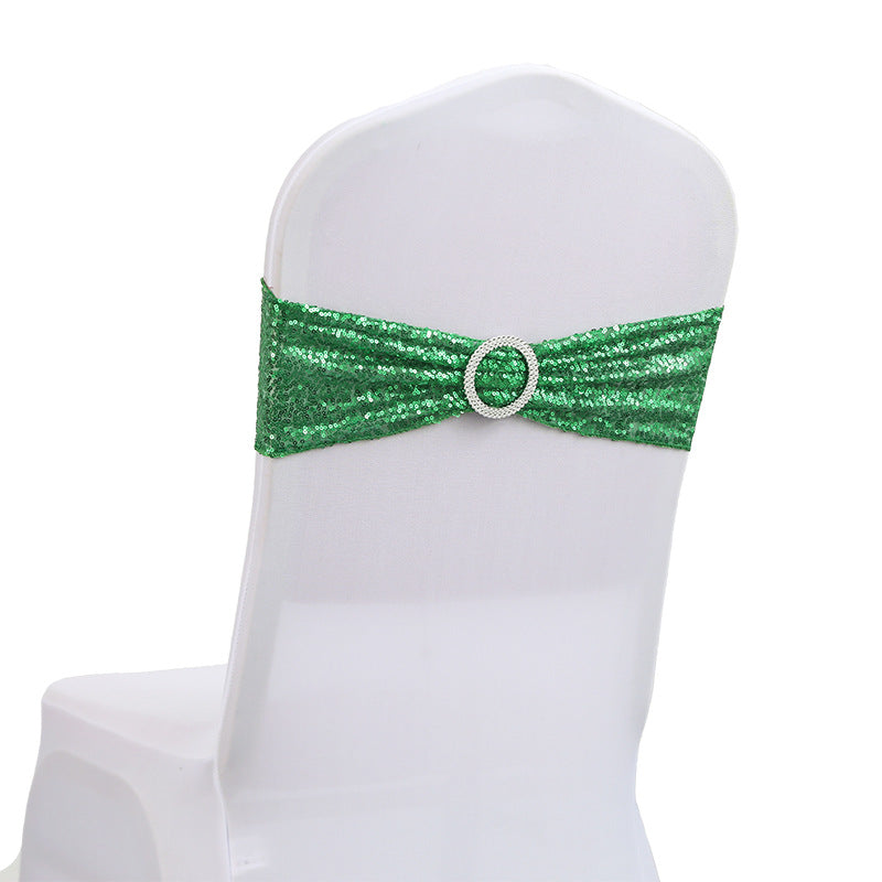 6"x14" Buckle Sequin Spandex Stretch Chair Band 5Pc Mint Green
