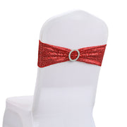 6"x14" Buckle Sequin Spandex Stretch Chair Band 5Pc Red