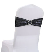 6"x14" Buckle Sequin Spandex Stretch Chair Band 5Pc Dark Blue