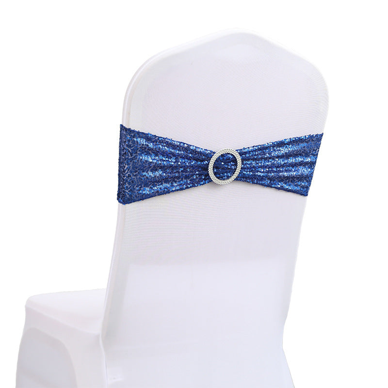 6"x14" Buckle Sequin Spandex Stretch Chair Band 5Pc Royal Blue