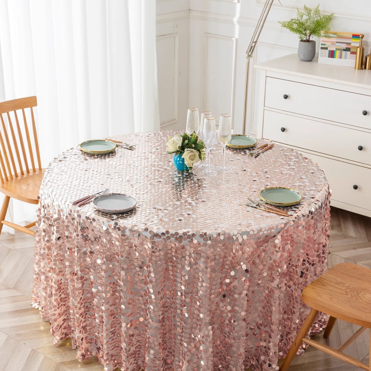 Sequin Round Tablecloth 120"