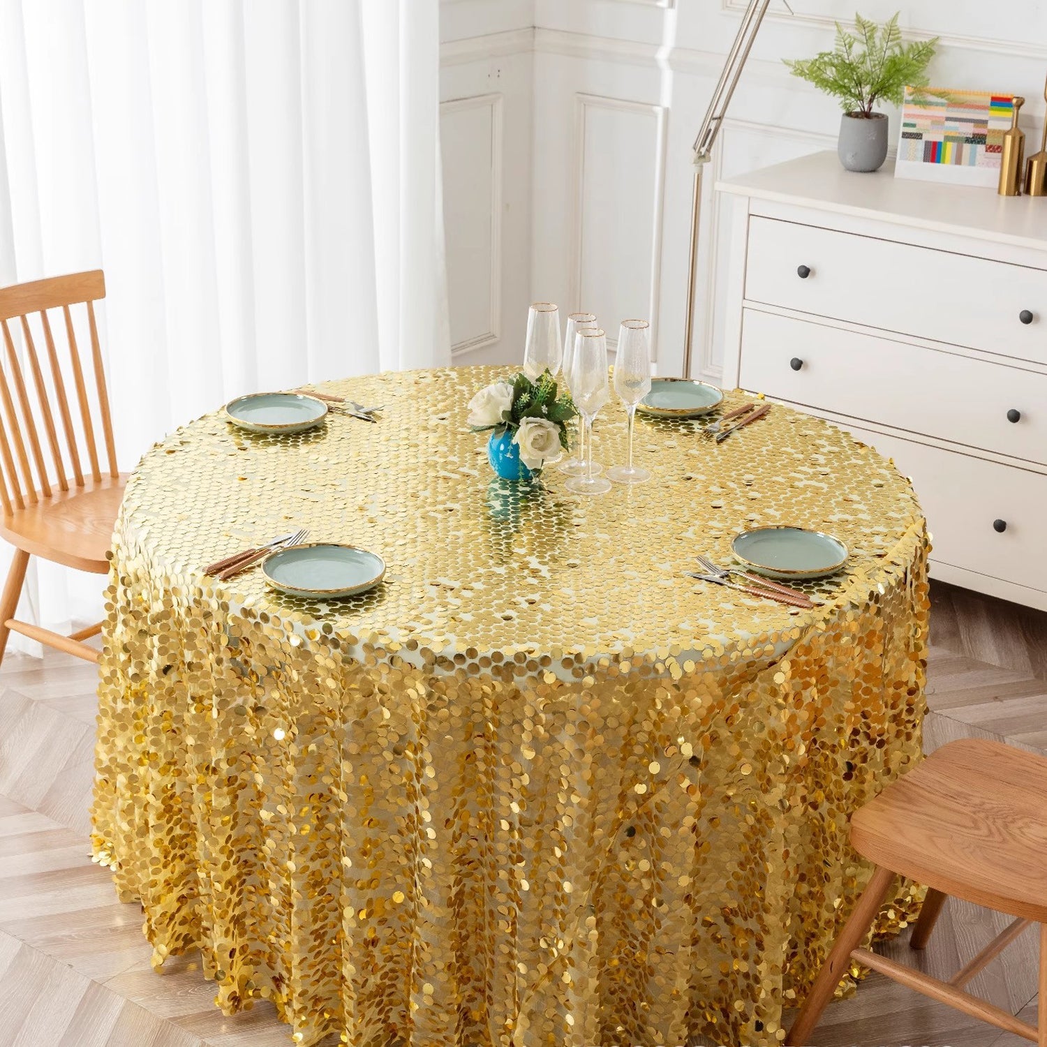 Sequin Round Tablecloth 120"