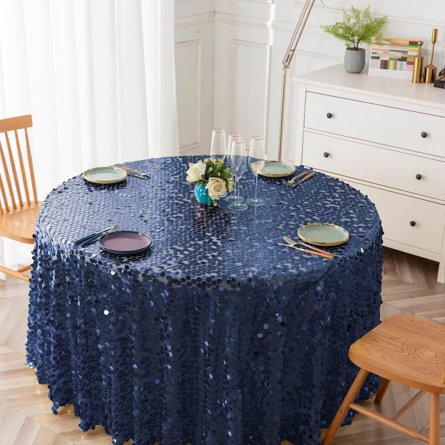 Sequin Round Tablecloth 120"