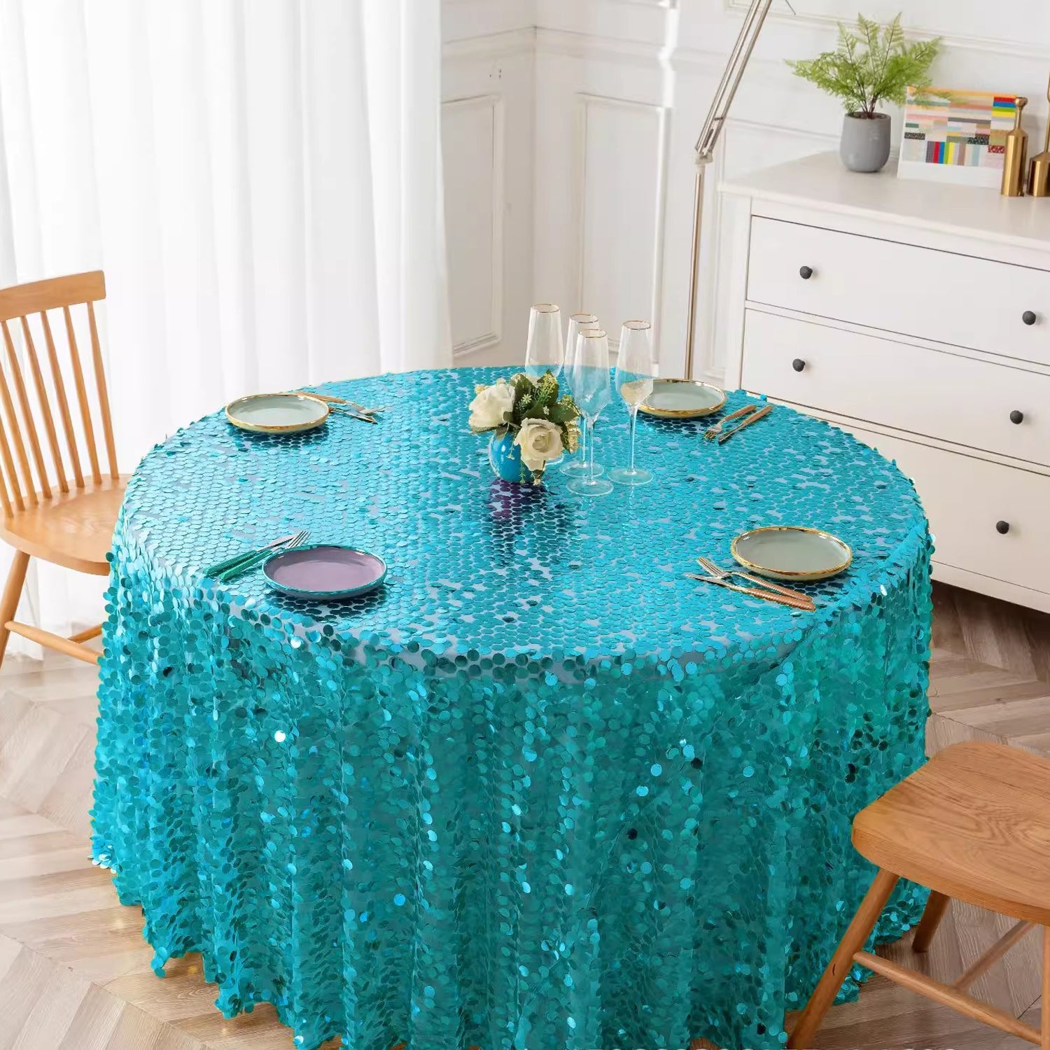 Sequin Round Tablecloth 120"