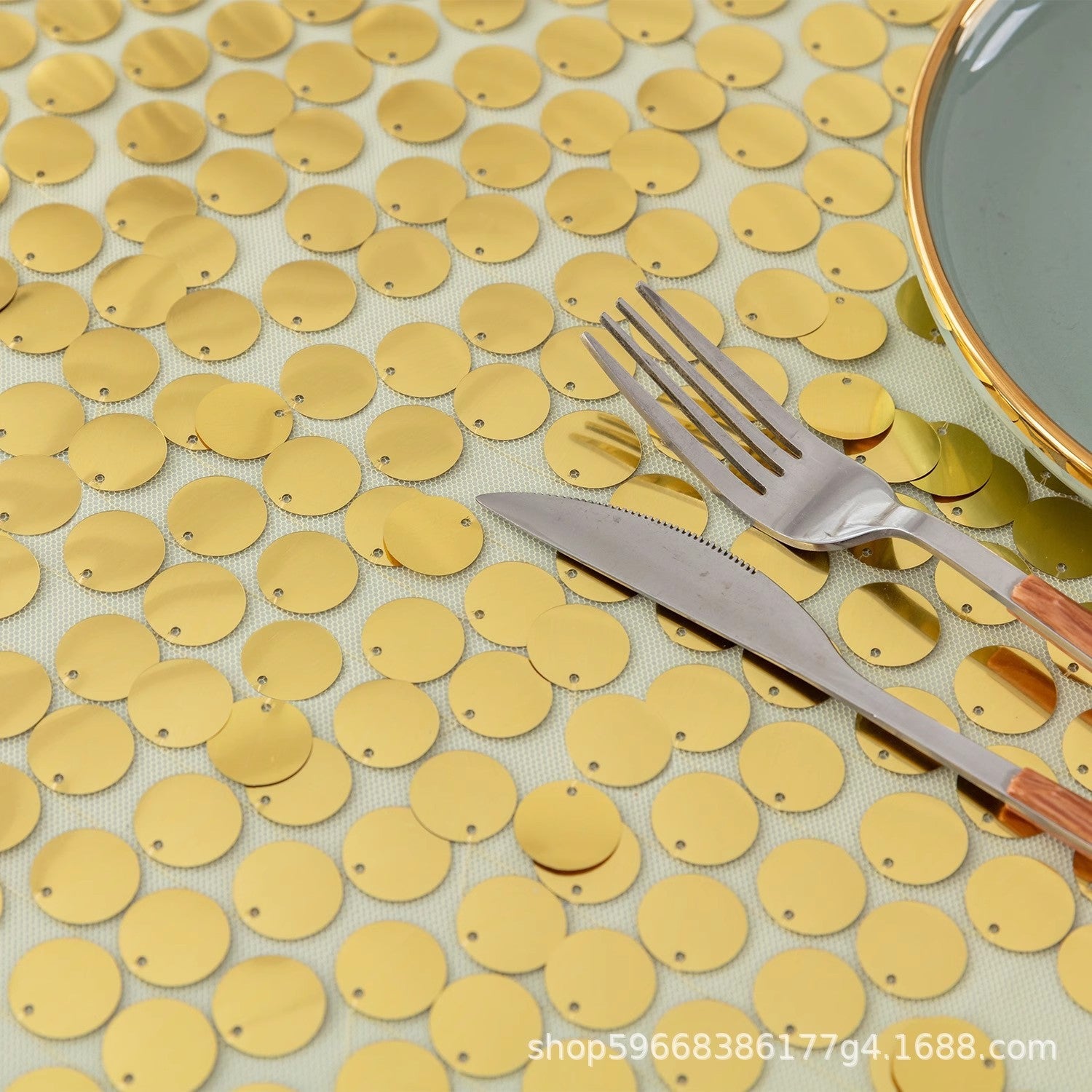 Sequin Round Tablecloth 120"