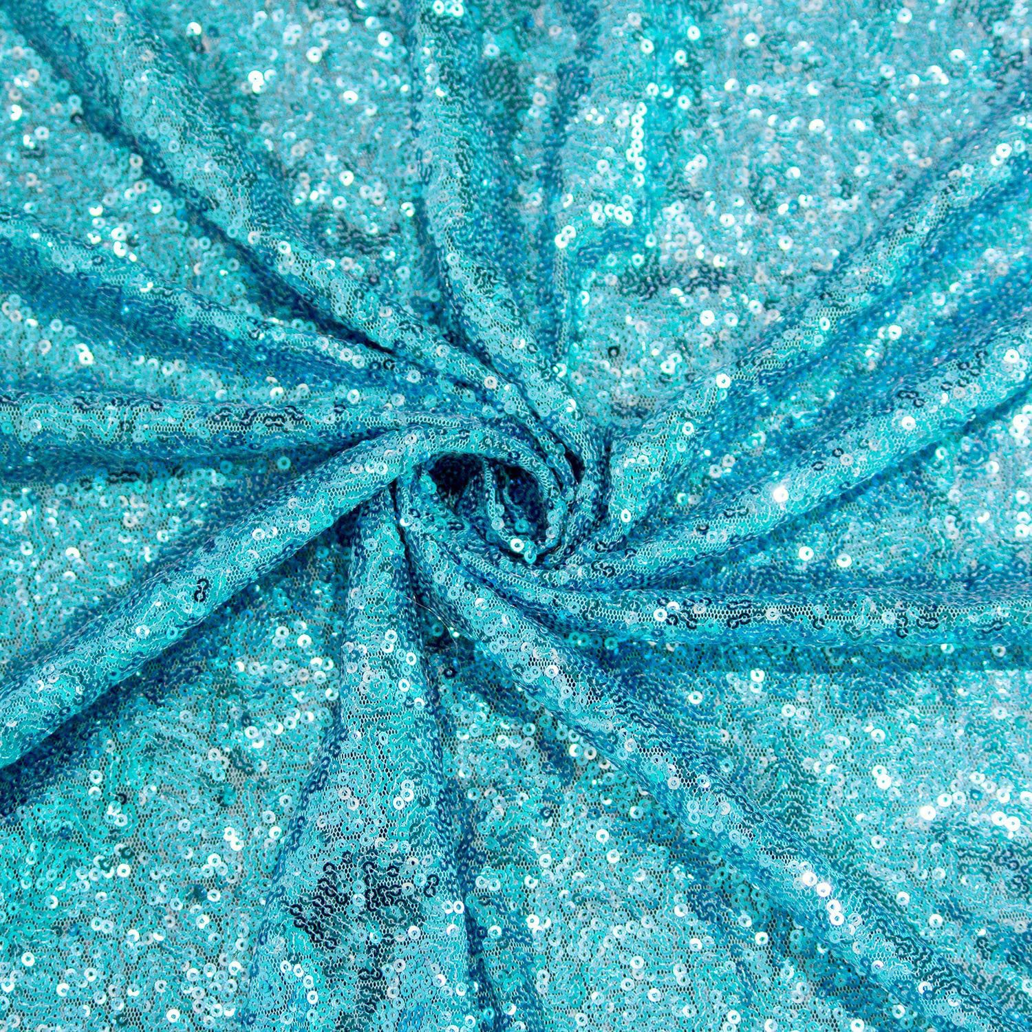 Glitz Sequins 85"x85" Table Overlay Lake Blue