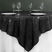 Glitz Sequins 85"x85" Table Overlay Black