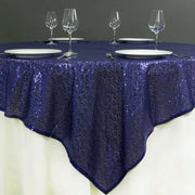 Glitz Sequins 85"x85" Table Overlay Navy Blue