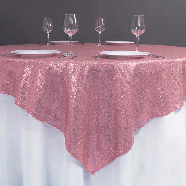 Glitz Sequins 85"x85" Table Overlay Pink