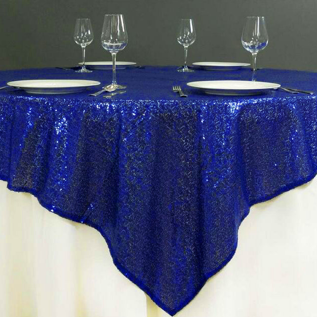 Glitz Sequins 85"x85" Table Overlay Royal Blue