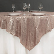 Glitz Sequins 85"x85" Table Overlay Light Pink