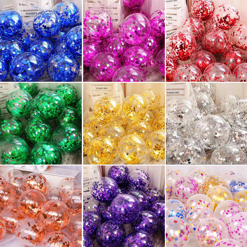 12 Inch Transparent Confetti Round Latex Balloons 50 Pcs Perfect For Holiday Parties Scene Decoration And Event Arrangements