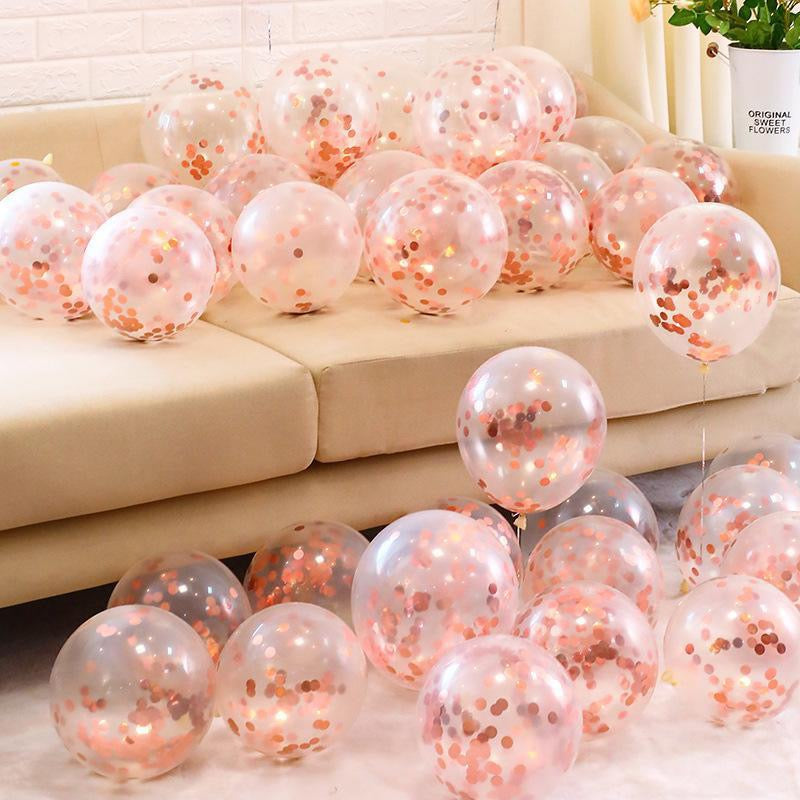 12 Inch Transparent Confetti Round Latex Balloons 50 Pcs Perfect For Holiday Parties Scene Decoration And Event Arrangements