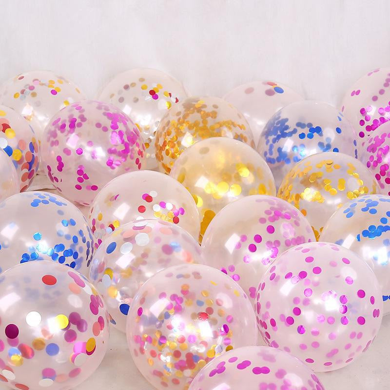 12 Inch Transparent Confetti Round Latex Balloons 50 Pcs Perfect For Holiday Parties Scene Decoration And Event Arrangements