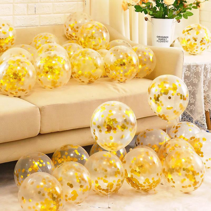 12 Inch Transparent Confetti Round Latex Balloons 50 Pcs Perfect For Holiday Parties Scene Decoration And Event Arrangements