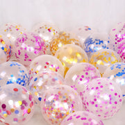 12 Inch Transparent Confetti Round Latex Balloons 50 Pcs Perfect For Holiday Parties Scene Decoration And Event Arrangements