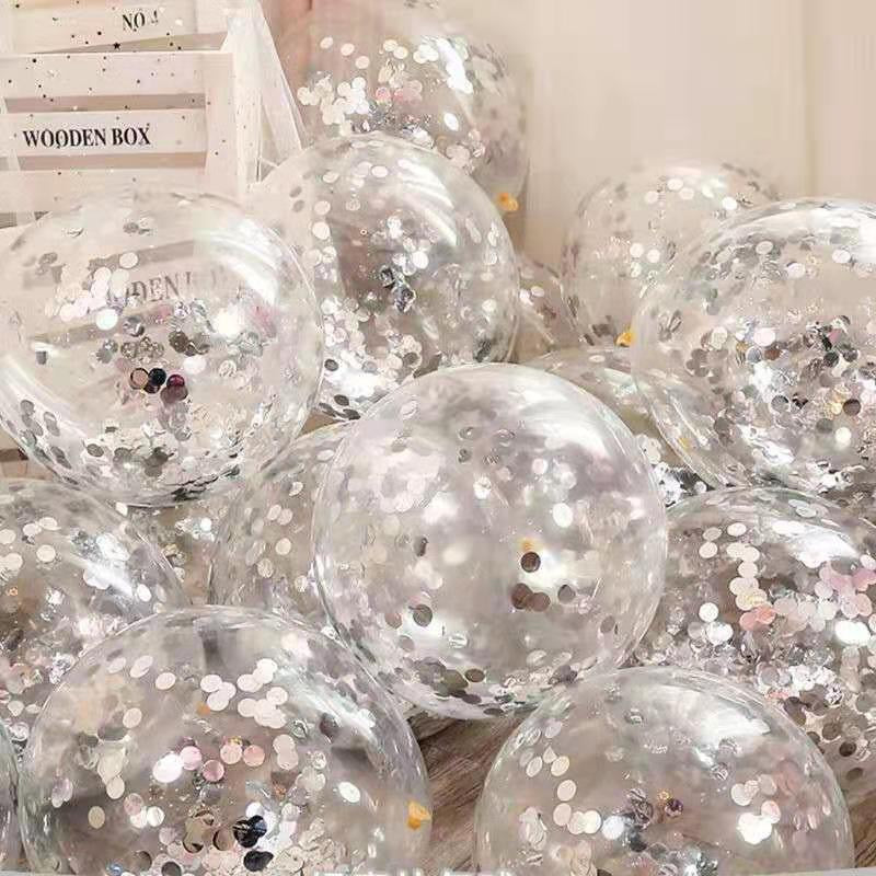 12 Inch Transparent Confetti Round Latex Balloons 50 Pcs Perfect For Holiday Parties Scene Decoration And Event Arrangements